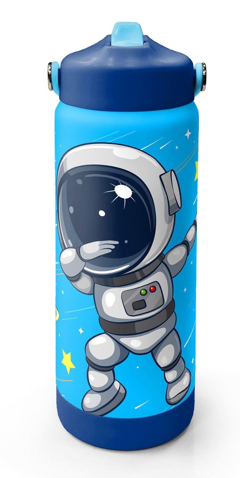 Coral High 650 ml Erkek Çocuk Lacivert Mavi Astronot Desenli Çelik Suluk/Matara (Pipetli) 38389