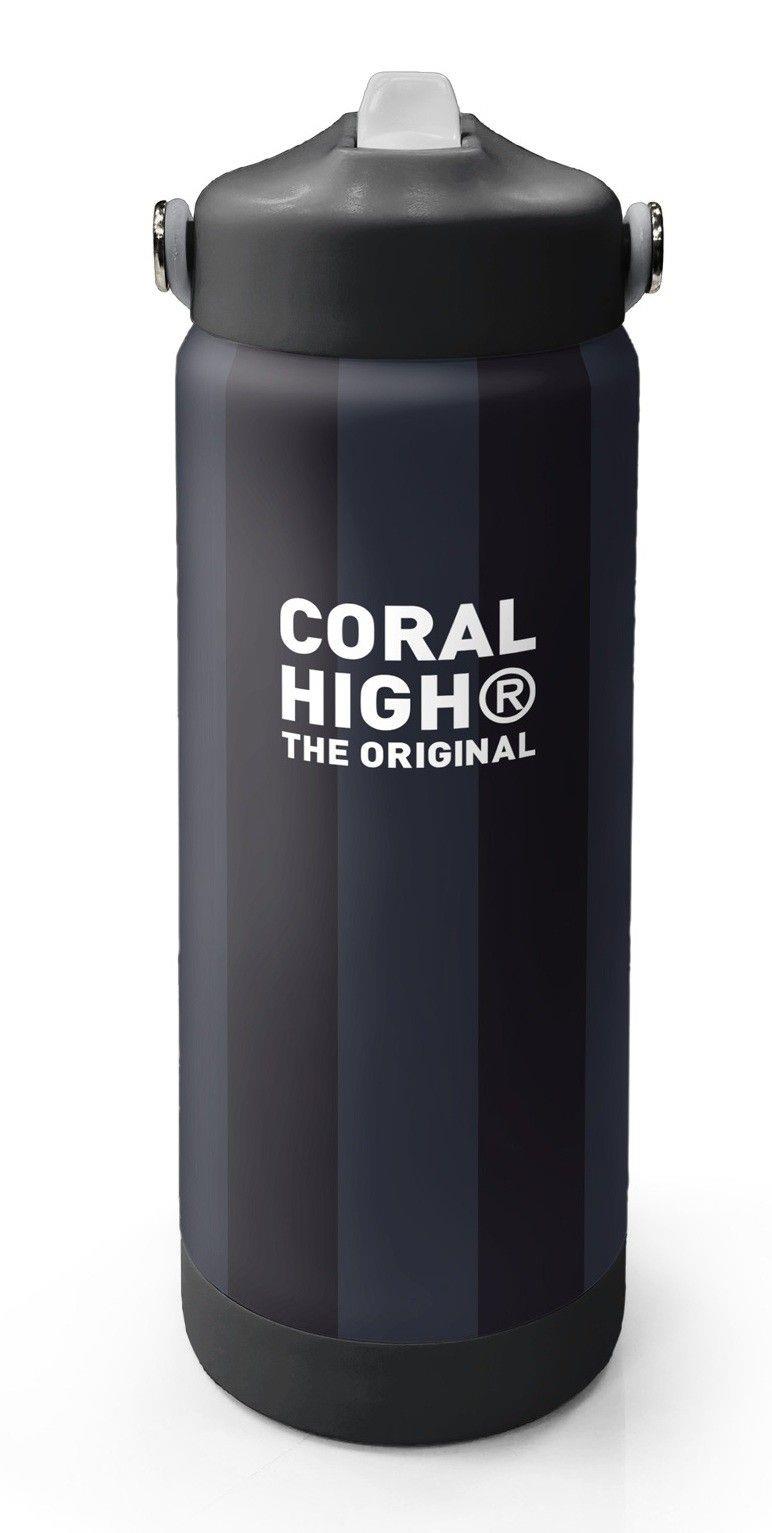 Coral High 650 ml Erkek Çocuk Siyah Gri Çizgi Desenli Çelik Suluk/Matara (Pipetli) 38318