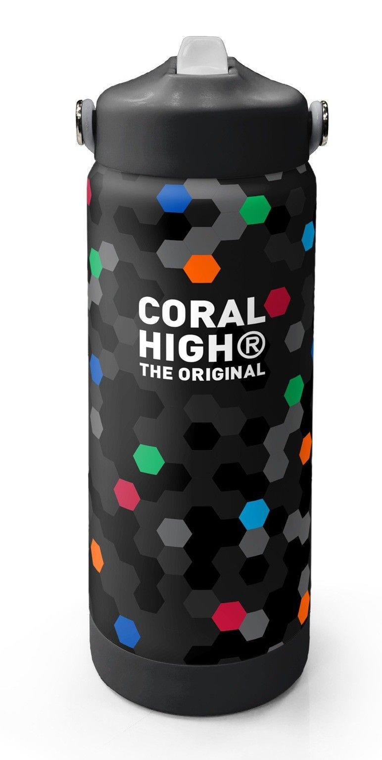 Coral High 650 ml Erkek Çocuk Siyah Petek Desenli Çelik Suluk/Matara (Pipetli) 38310