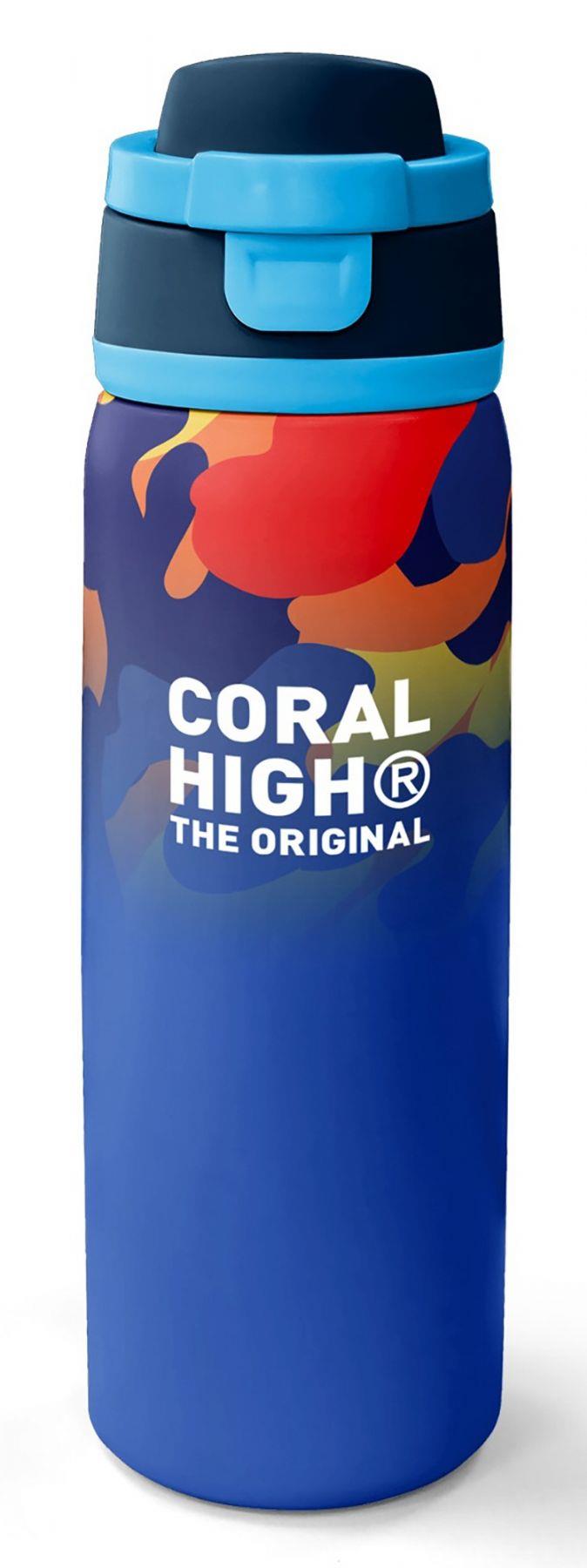 Coral High 800 ml Erkek Çocuk Mavi Çok Renkli Kamuflaj Desenli Pipetli ve Direkt İçim Çelik Termos/Matara - 38517