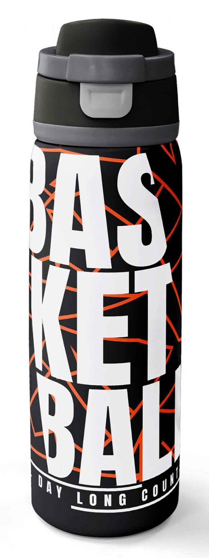 Coral High 800 ml Erkek Çocuk Siyah Basketbol Baskılı Pipetli ve Direkt İçim Çelik Termos/Matara - 38528