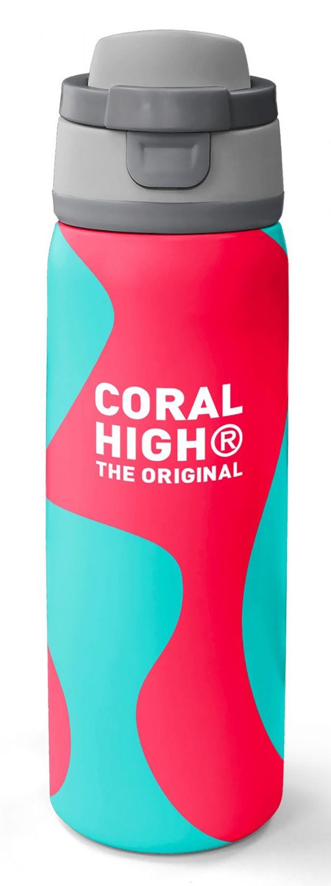 Coral High 800 ml Kız Çocuk Kırmızı Turkuaz Renkli Çizgili Pipetli ve Direkt İçim Çelik Termos/Matara - 38545