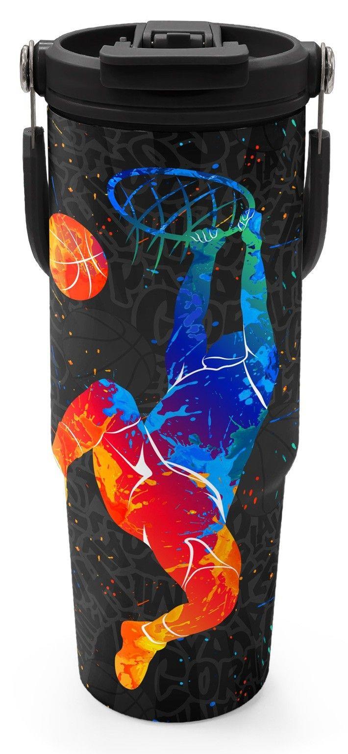 Coral High 900 ml Erkek Çocuk Gri Turuncu Basketbol Desenli Çelik Termos /Matara - 38712