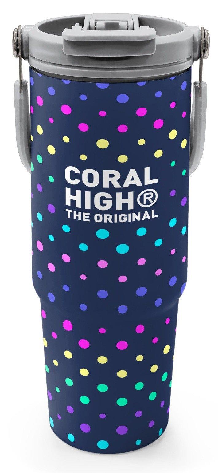 Coral High 900 ml Kız Çocuk Puantiyeli Lacivert Desenli Çelik Termos /Matara - 38714