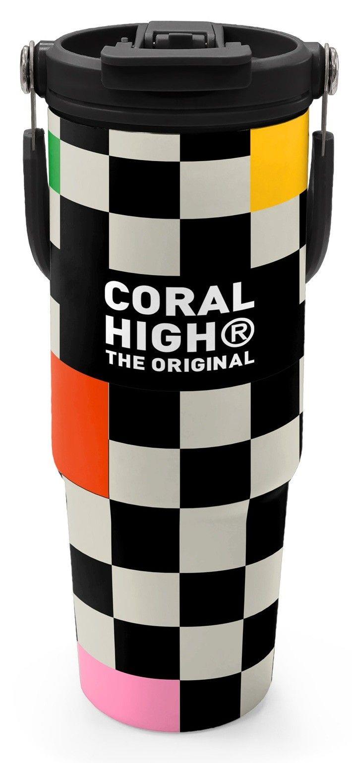 Coral High 900 ml Kız Çocuk Siyah Beyaz Dama Desenli Çelik Termos /Matara - 38703