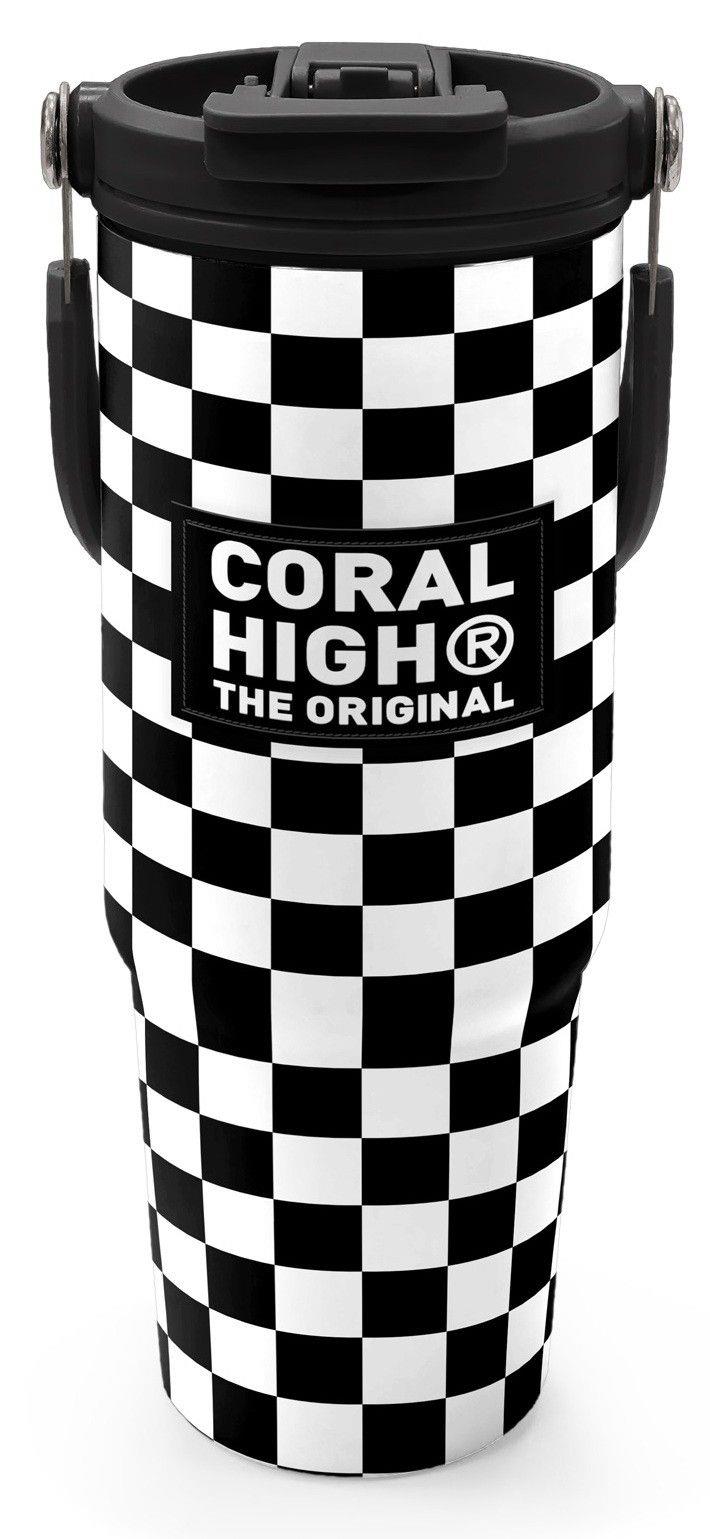 Coral High 900 ml Kız Çocuk Siyah Beyaz Dama Desenli Çelik Termos /Matara - 38717