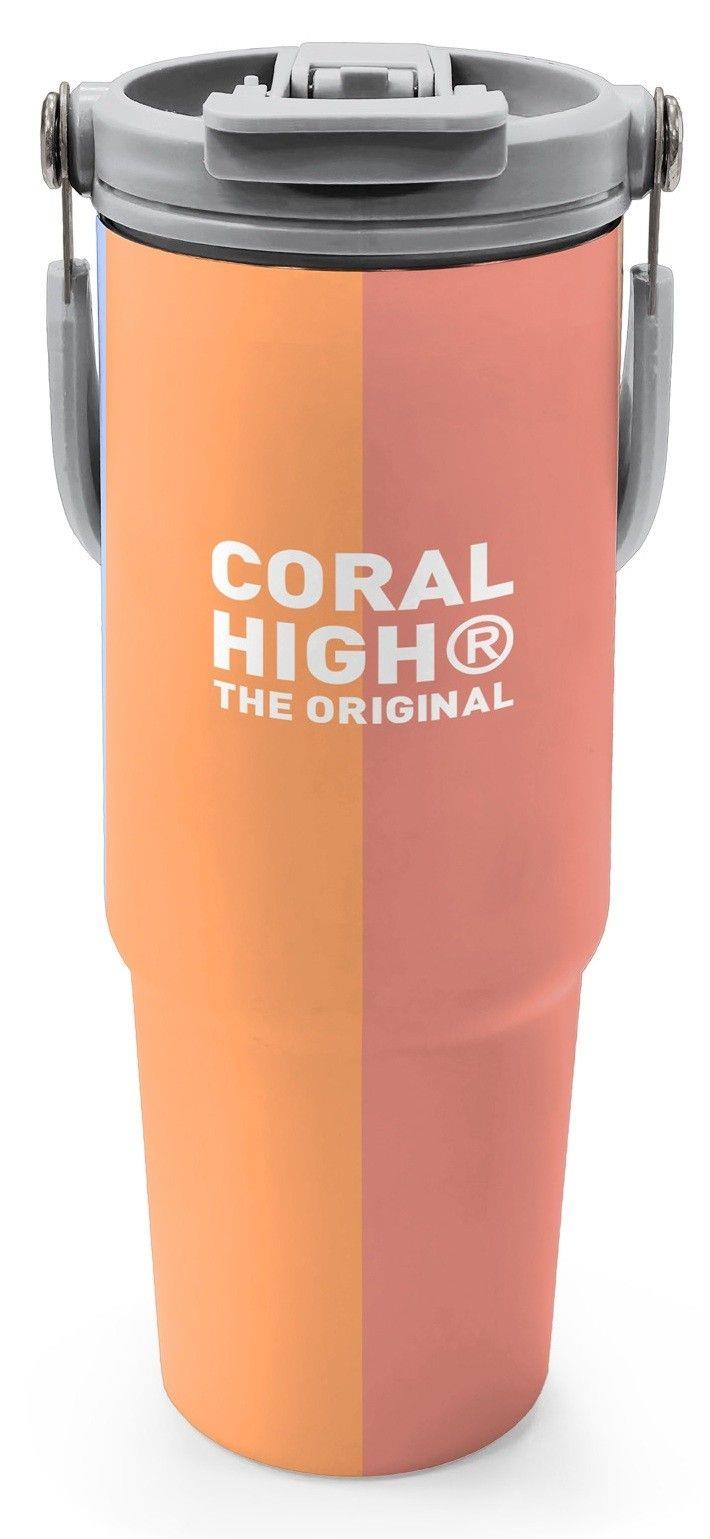 Coral High 900 ml Kız Çocuk Turuncu Sarı Mavi Renkli Çizgili Çelik Termos /Matara - 38746
