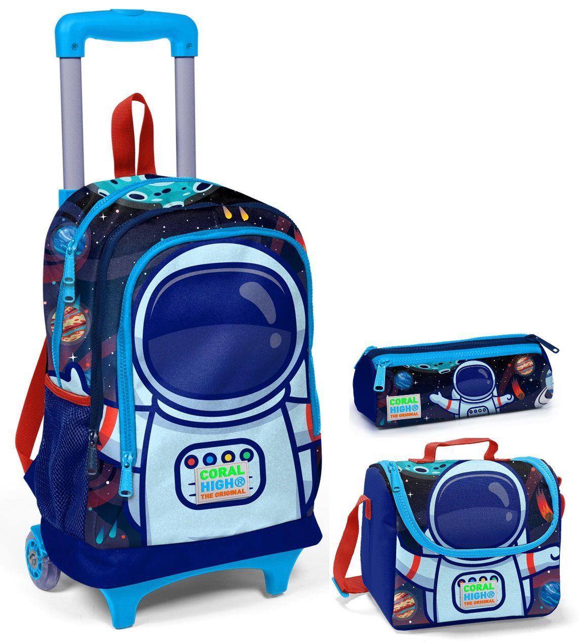 Coral High Astronot Çekçek Çanta Seti - Işıklı Tekerlekler - Erkek Çocuk