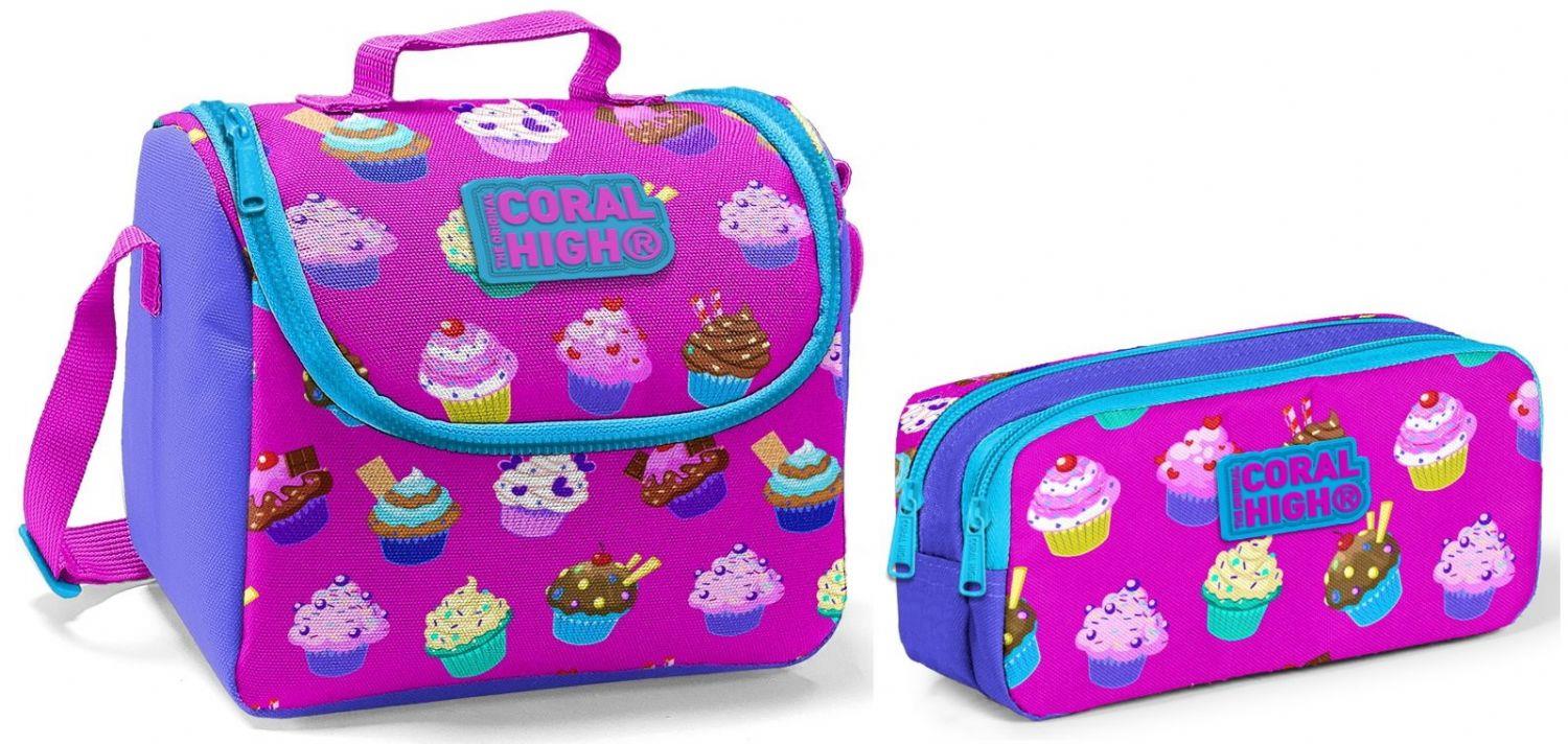 Coral High Beslenme Çantası ve Kalemlik Takım - Pembe