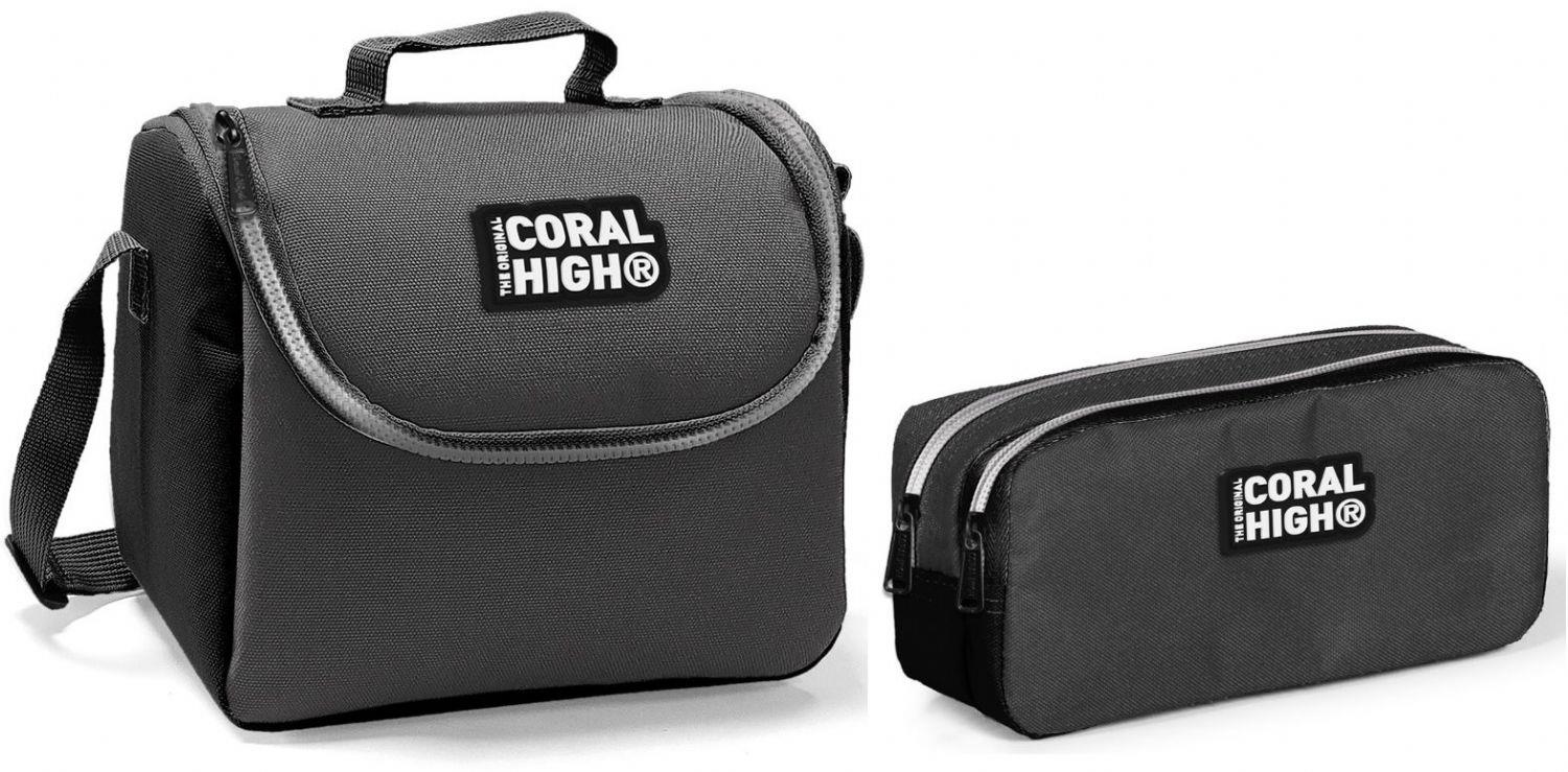Coral High Beslenme Çantası ve Kalemlik Takım - Siyah - Gri