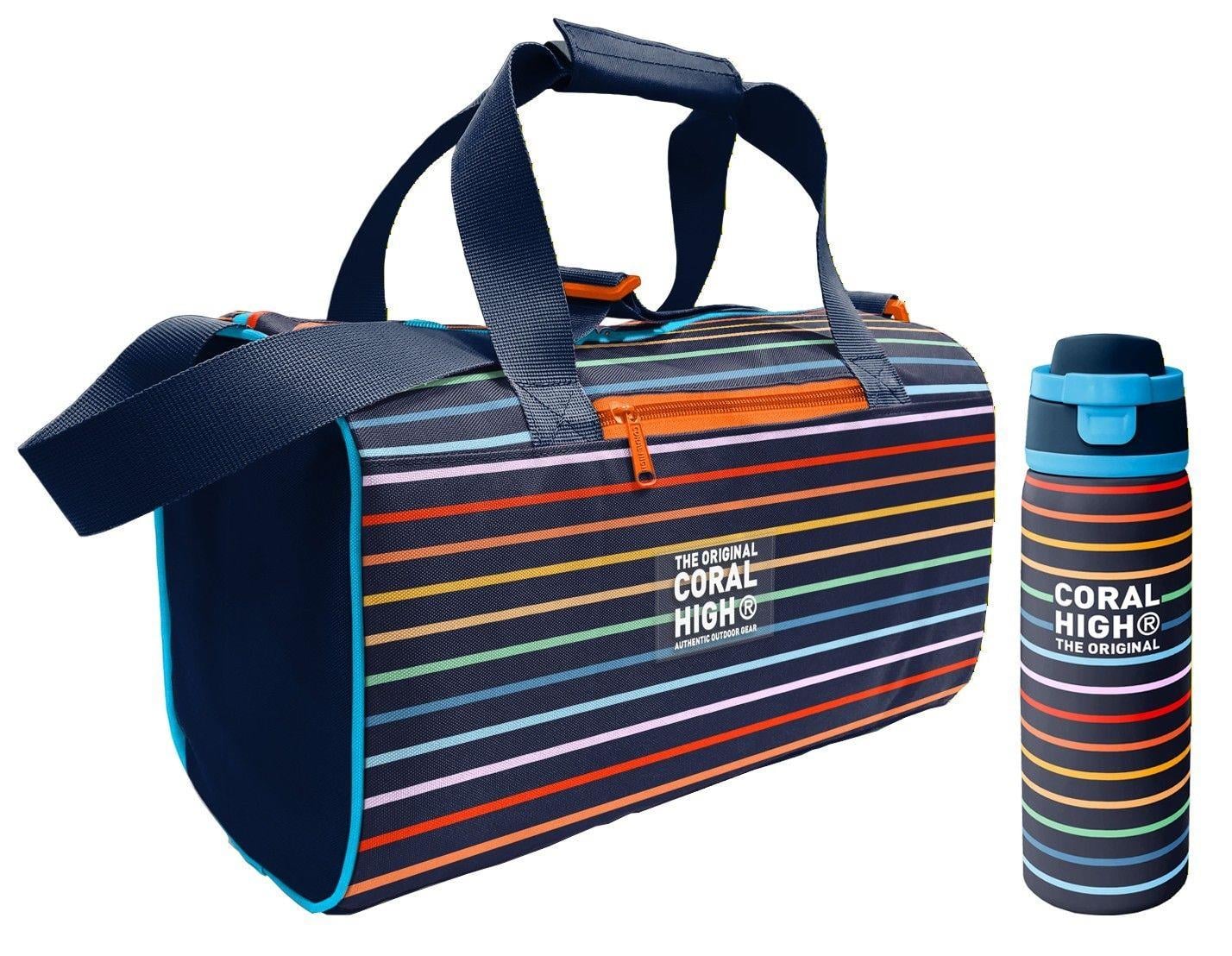 Coral High Çok Renkli Çizgi Desenli Erkek Çocuk Spor Çantası ve 800 ml Çelik Matara Seti 27548