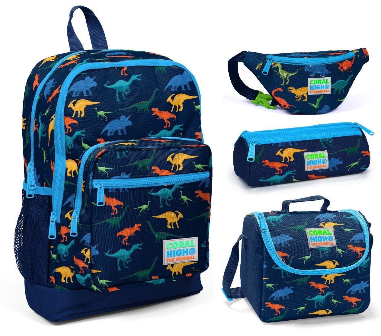Coral High Dinazor Baskılı Erkek 4'lü İlkokul Çanta Seti