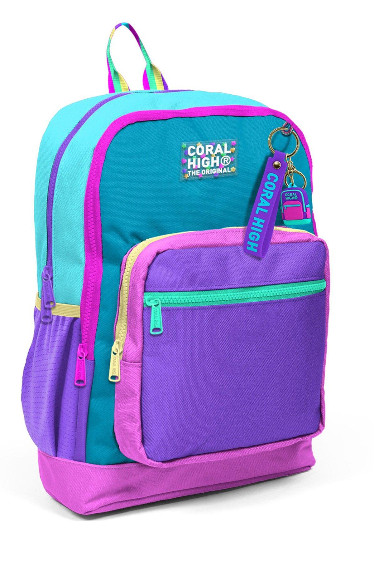 Coral High Dört Bölmeli Pembe Pastel Renkli İlkokul Sırt Çantası - Kız Çocuk