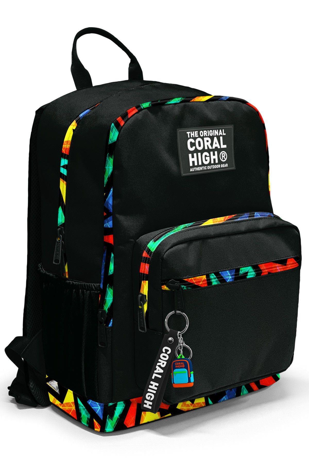 Coral High Dört Bölmeli Siyah Grafiti Ortaokul Çantası - Erkek Çocuk