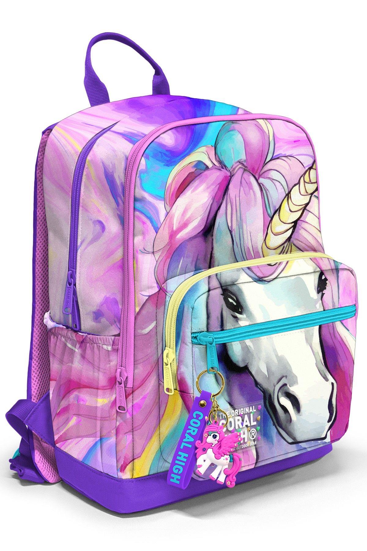 Coral High Dört Bölmeli Unicorn Ortaokul Çantası - Kız Çocuk