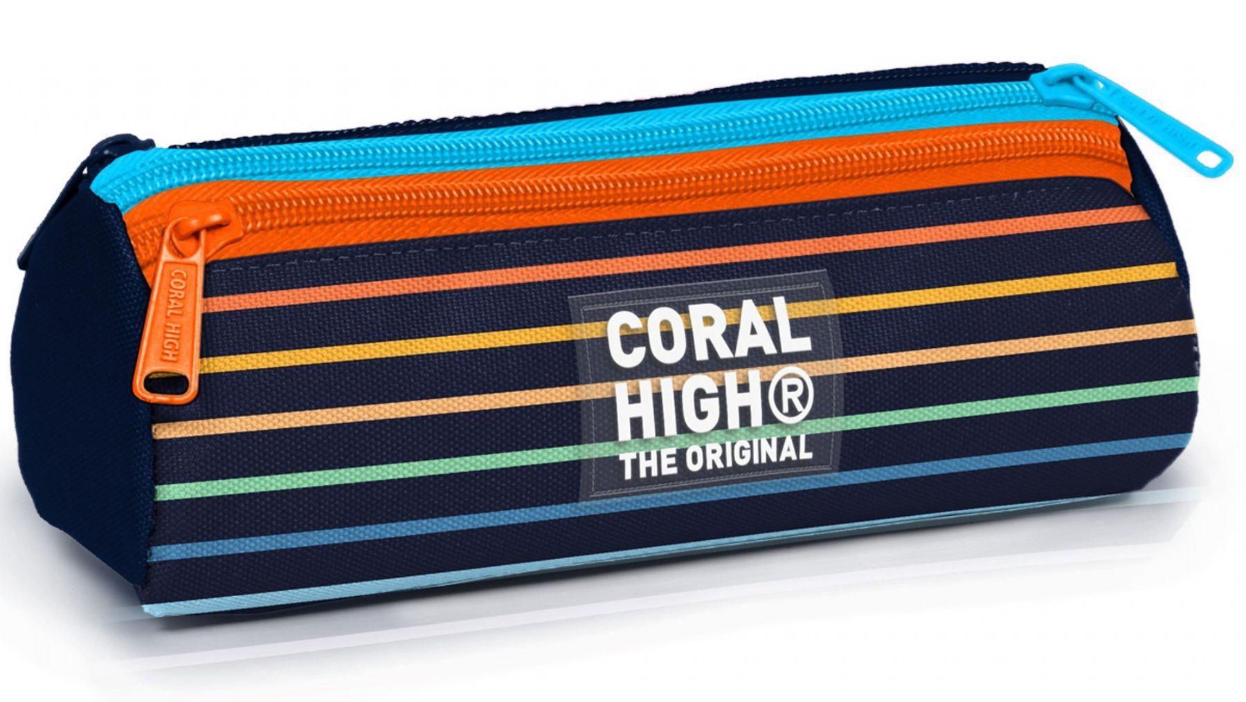 Coral High Erkek Çocuk Çok Renkli Çizgi Desenli Üç Gözlü Okul Kalem Çantası 31031