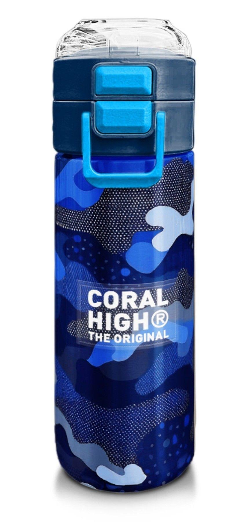 Coral High Erkek Çocuk İçin 500 ml'lik Paslanmaz Çelik Termos/Suluk - Lacivert Saks Kamuflaj Desenli 31889