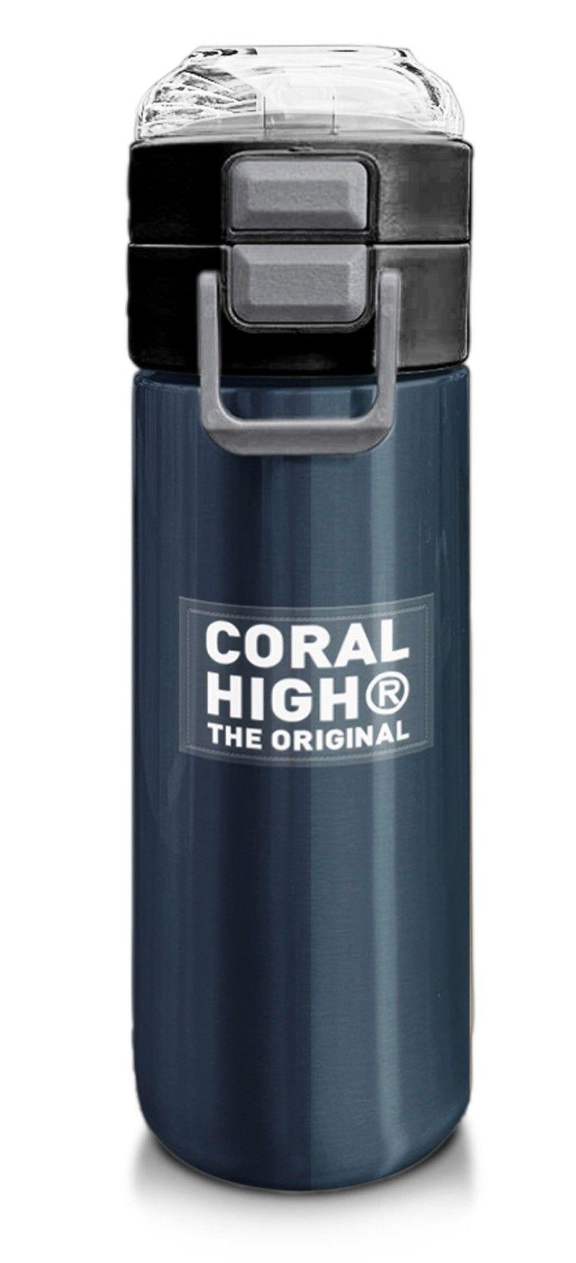 Coral High Erkek Çocuk İçin 500 ml'lik Paslanmaz Çelik Termos/Suluk - Lacivert Turuncu Çizgili