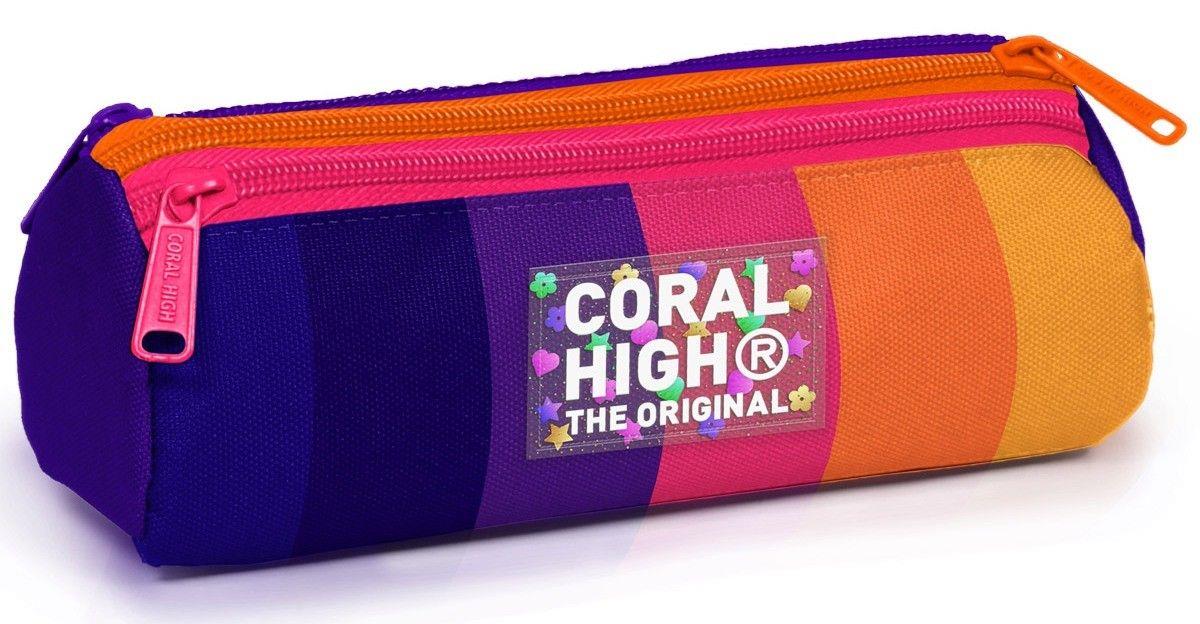 Coral High Erkek Çocuk Lacivet Turuncu Üç Bölmeli İlkokul ve Ortaokul Kalemlik 11174