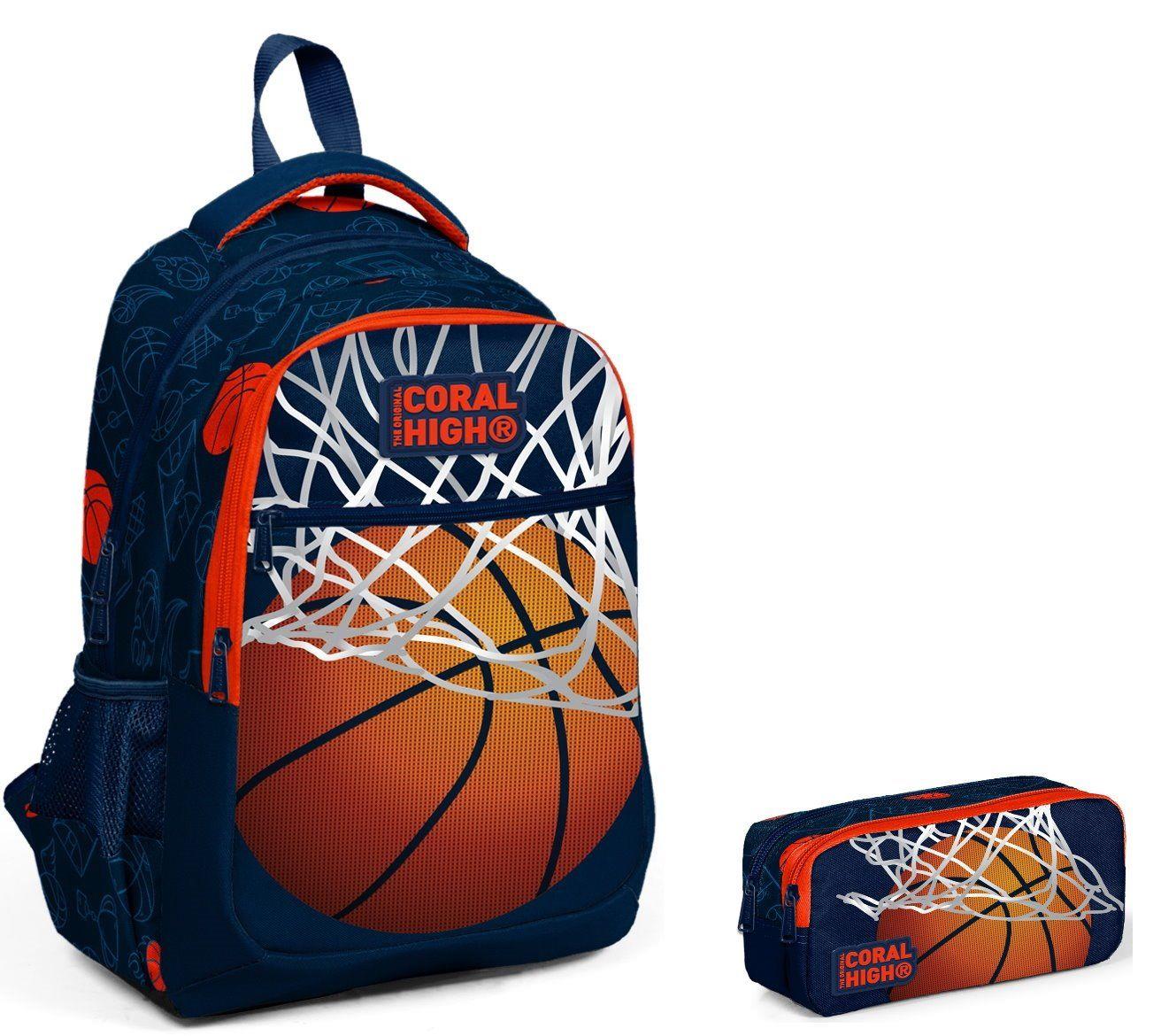 Coral High Erkek Çocuk Okul Sırt Çantası ve Kalemlik Seti - Basketbol