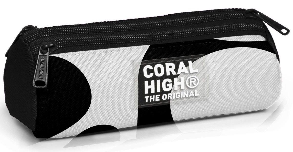 Coral High Erkek Çocuk Siyah Beyaz Desenli Üç Gözlü Okul Kalemliği Kalem Çantası 11187
