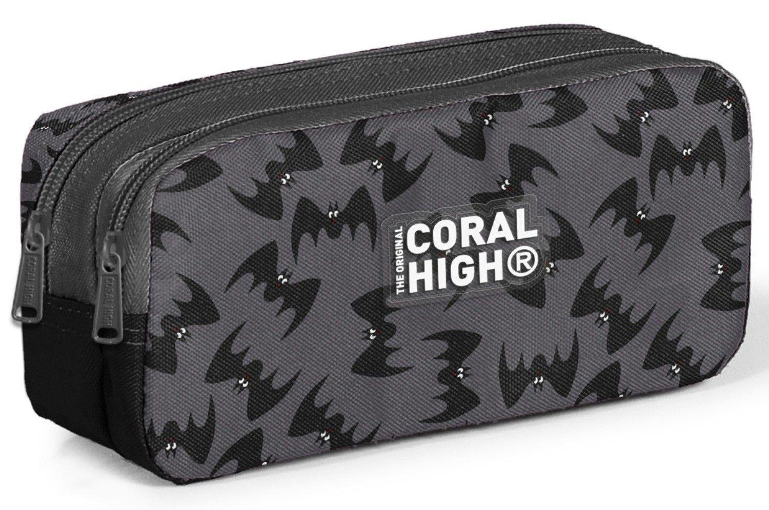 Coral High Erkek Çocuk Siyah Yarasa Desenli İki Bölmeli Kalem Çantası/Kalemlik 31044