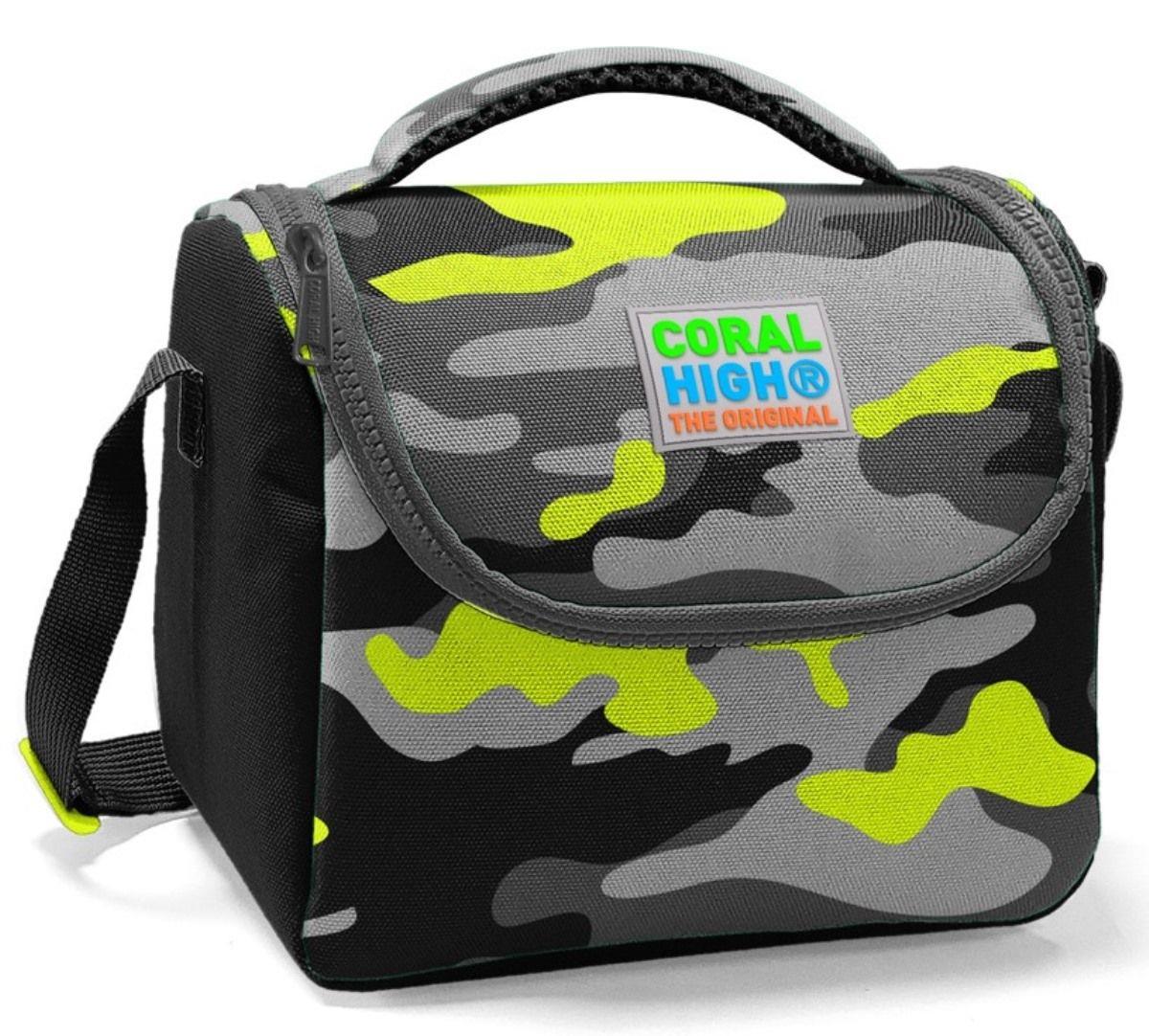 Coral High Erkek Çocuk Siyah Yeşil Kamuflaj Okul Beslenme Çantası - Yalıtımlı