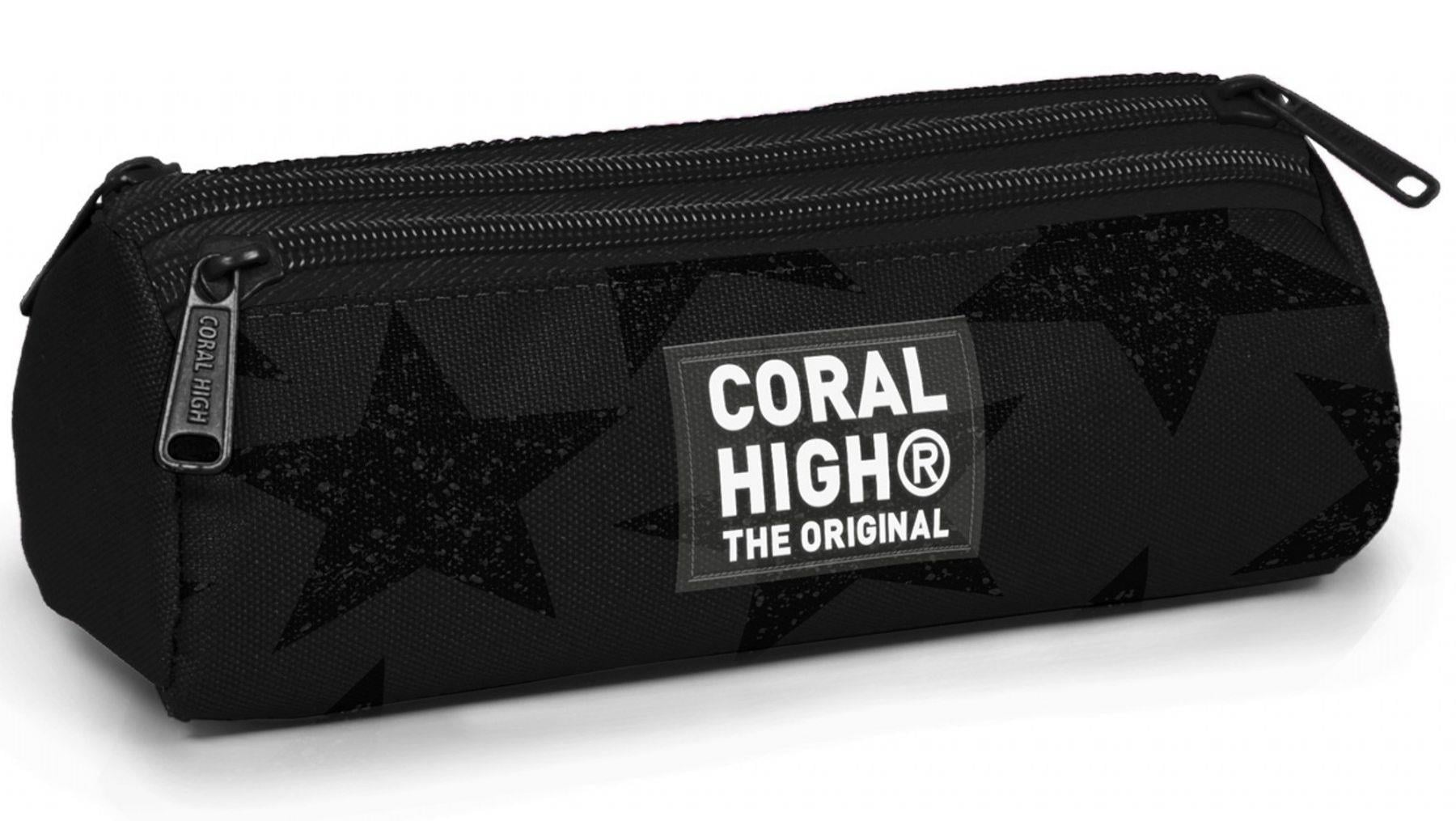 Coral High Erkek Çocuk Siyah Yıldız Baskılı Üç Gözlü Okul Kalem Çantası 31037