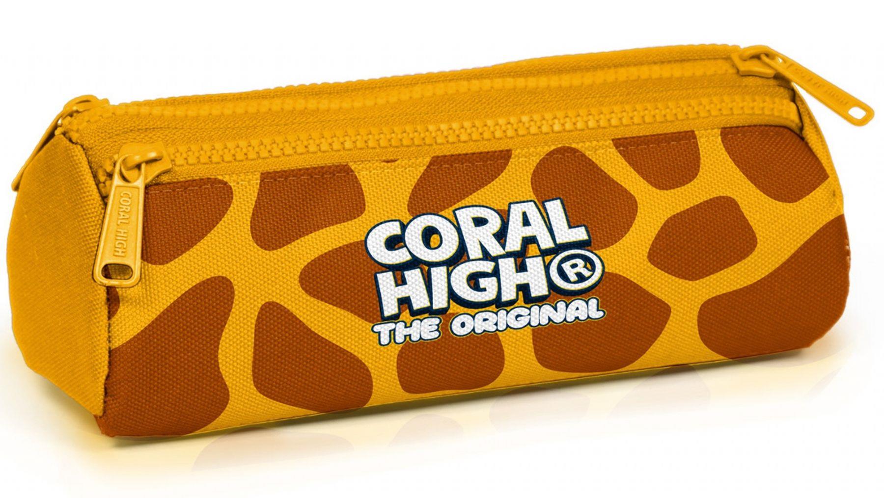 Coral High Erkek Çocuk Turuncu Zürafa Desenli Üç Gözlü Okul Kalem Çantası 31062