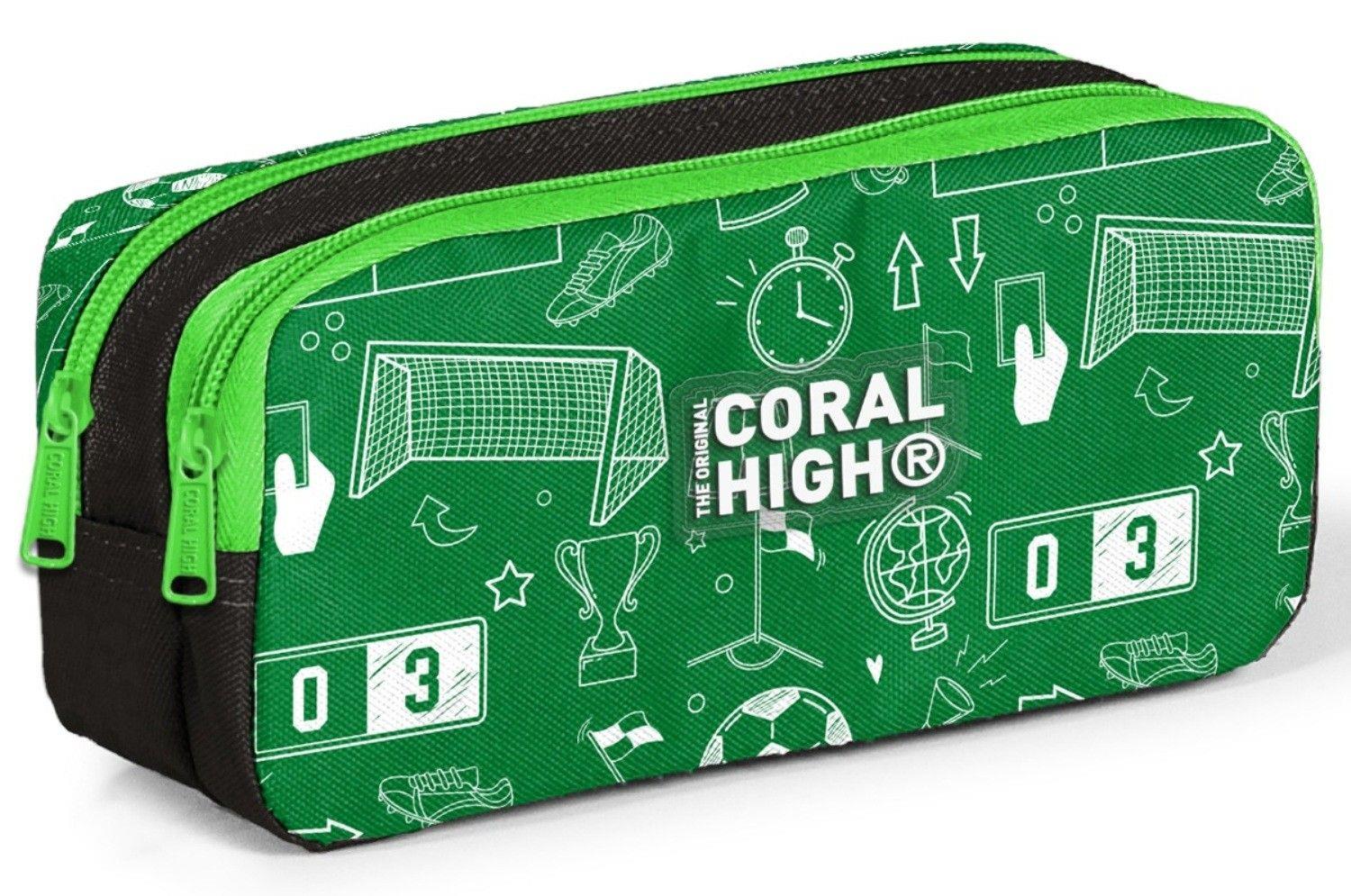 Coral High Erkek Çocuk Yeşil Futbol Baskılı İki Bölmeli Kalem Çantası/Kalemlik 31047