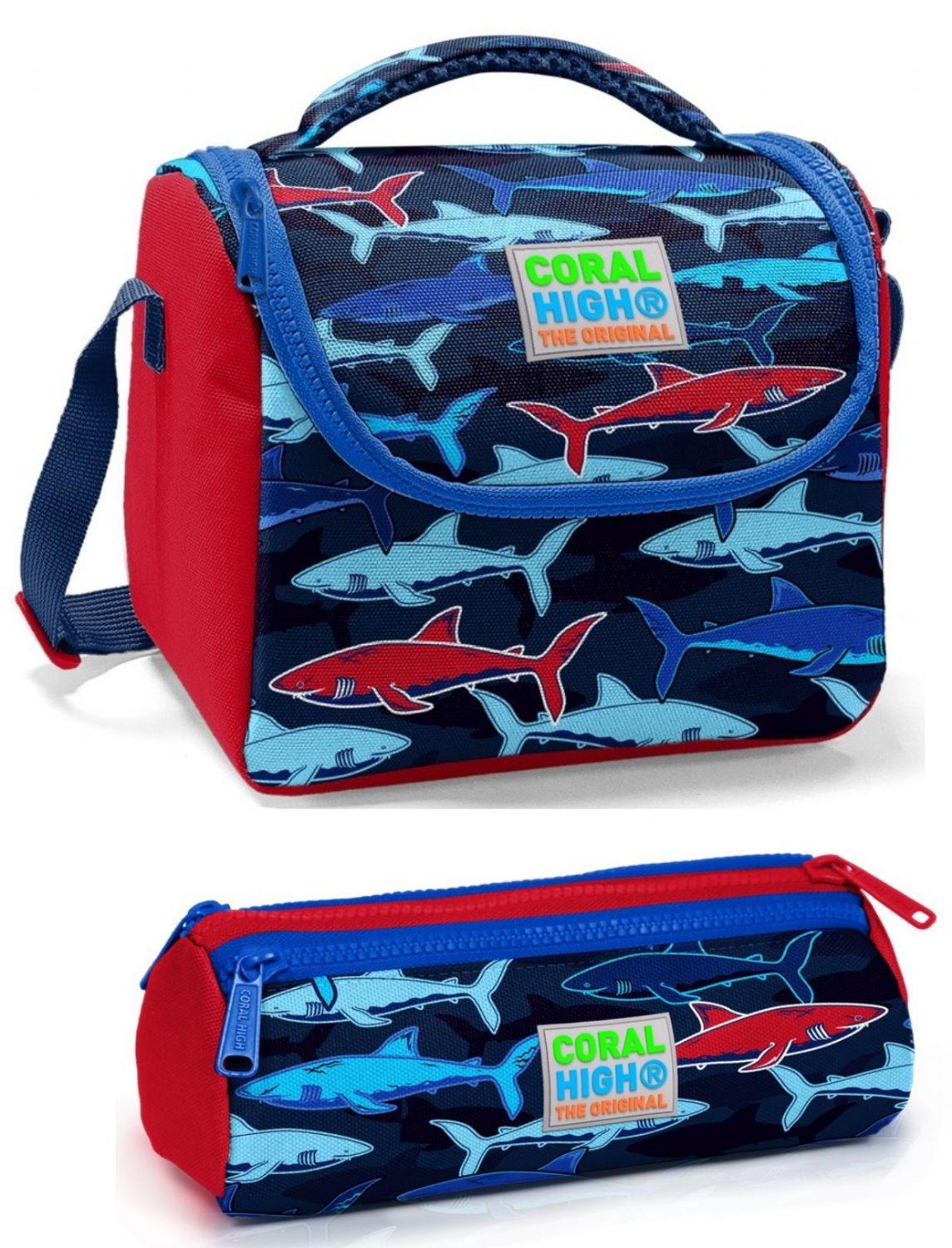 Coral High Erkek Lacivert Kırmızı KöpekBalığı Beslenme Çantası Seti