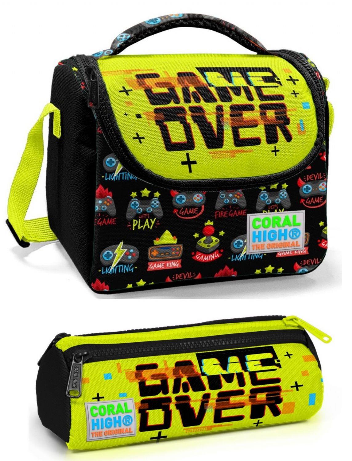 Coral High Erkek Sarı Siyah Game Over Beslenme Çantası Seti