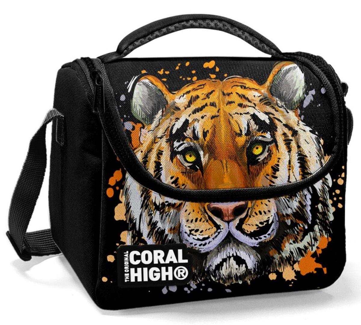 Coral High Erkek Siyah Kaplan Baskılı Okul Beslenme Çantası