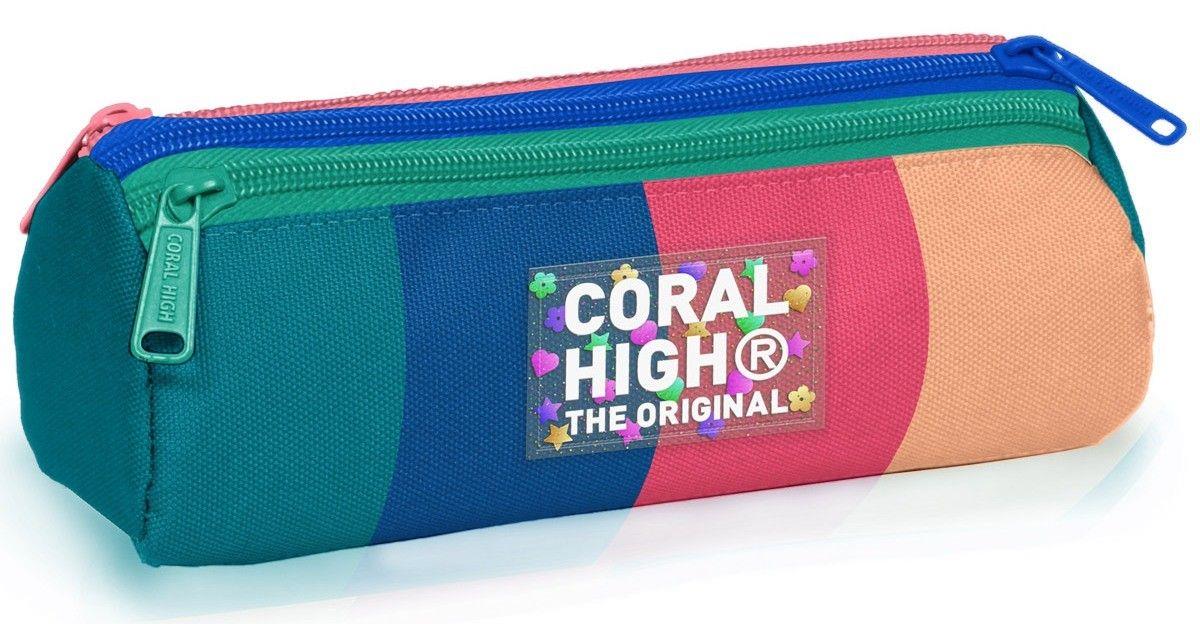 Coral High Erkek ve Kız ve Erkek Çocuk Yeşil-Turuncu Renk Geçişli Üç Bölmeli Kalem Çantası 11179