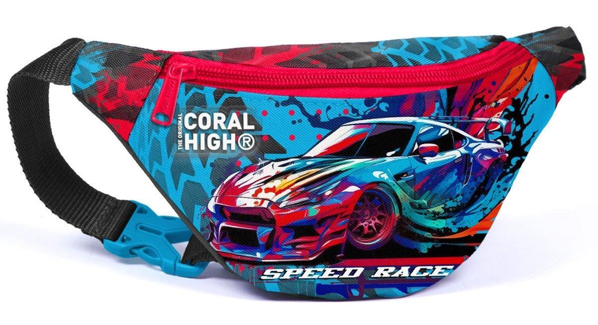Coral High Gri Mavi Yarış Arabası Baskılı Erkek Çocuk Bel Çantası