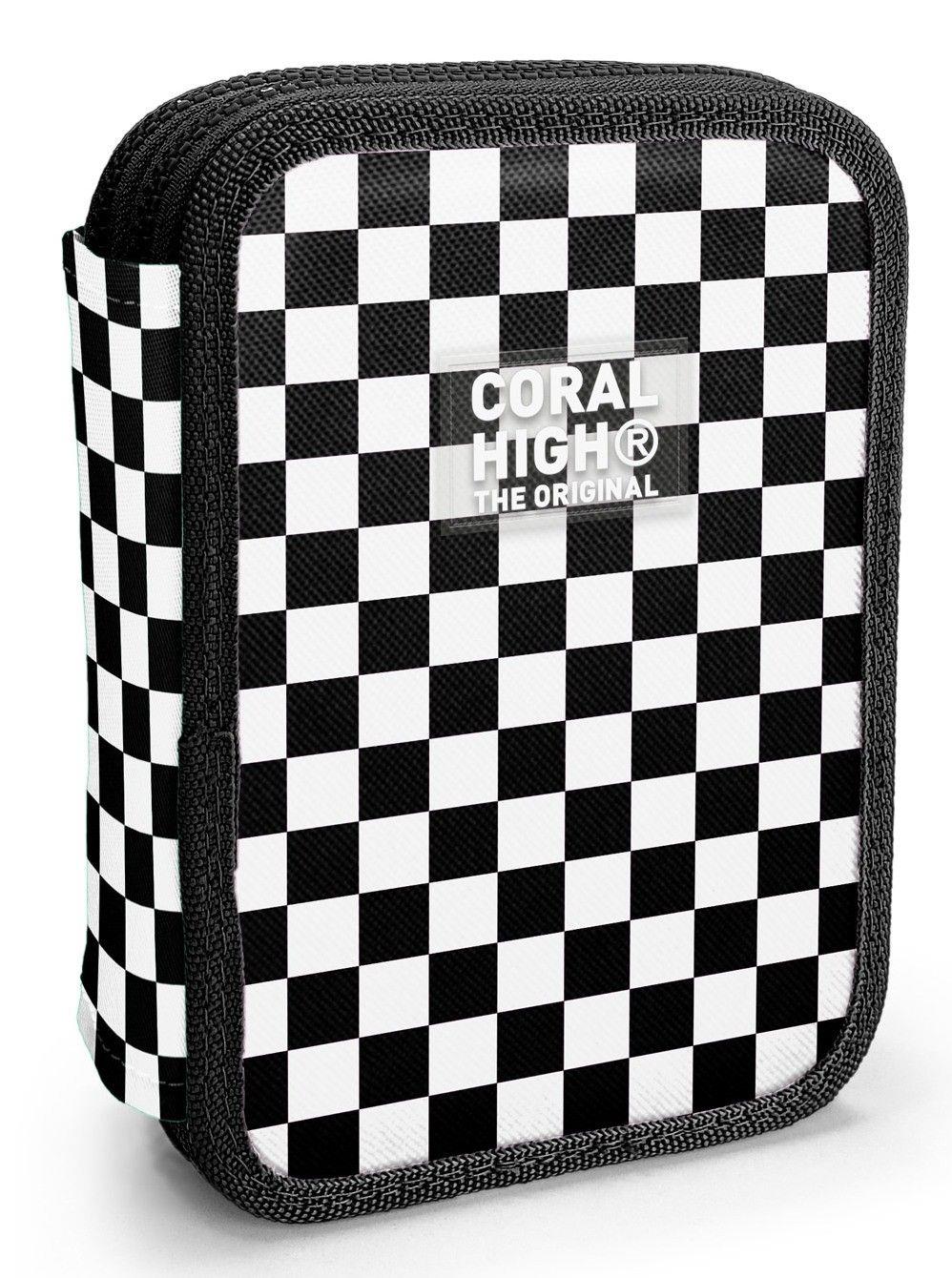 Coral High İki Katlı Düzenleyici Kalem Kutusu - Siyah Beyaz Damalı, Kız Çocuk/Kadın, Siyah Beyaz Damalı 11146