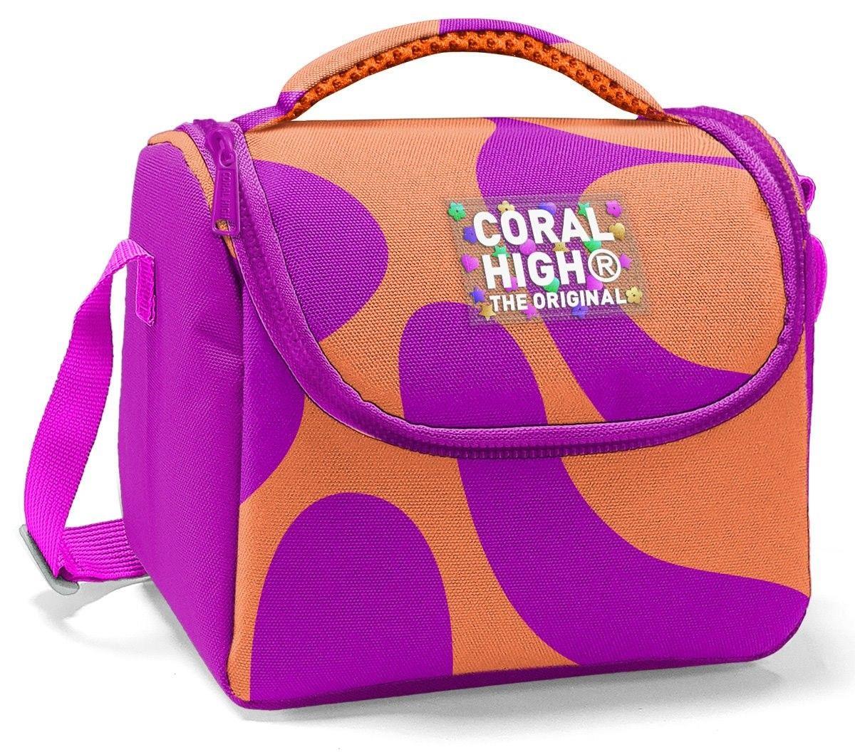 Coral High İlkokul Kız Çocuk Okul Beslenme Çantası, Turuncu Mor Renkli Çizgili, Termoslu (Isı Yalıtımlı) 22784