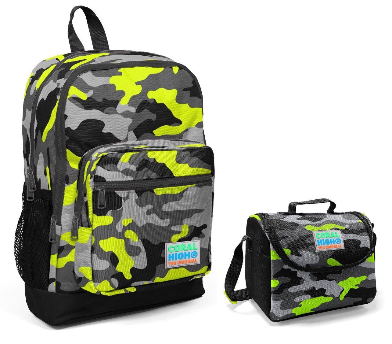 Coral High İlkokul Sırt Çantası ve Kalemlik Seti - Yeşil Kamuflaj - Erkek Çocuk