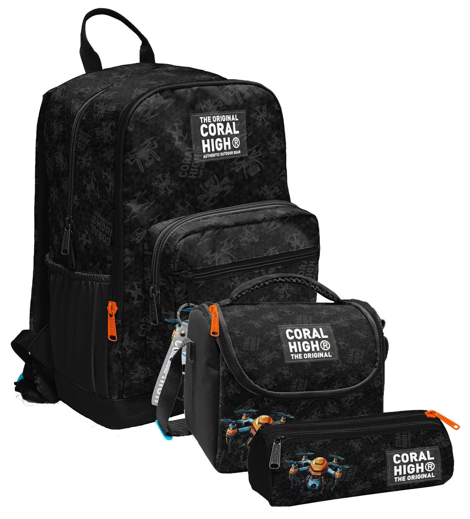Coral High İlkokul ve Ortaokul Okul Çanta Üçlüsü - Erkek Çocuk, Drone Pilotu Siyah