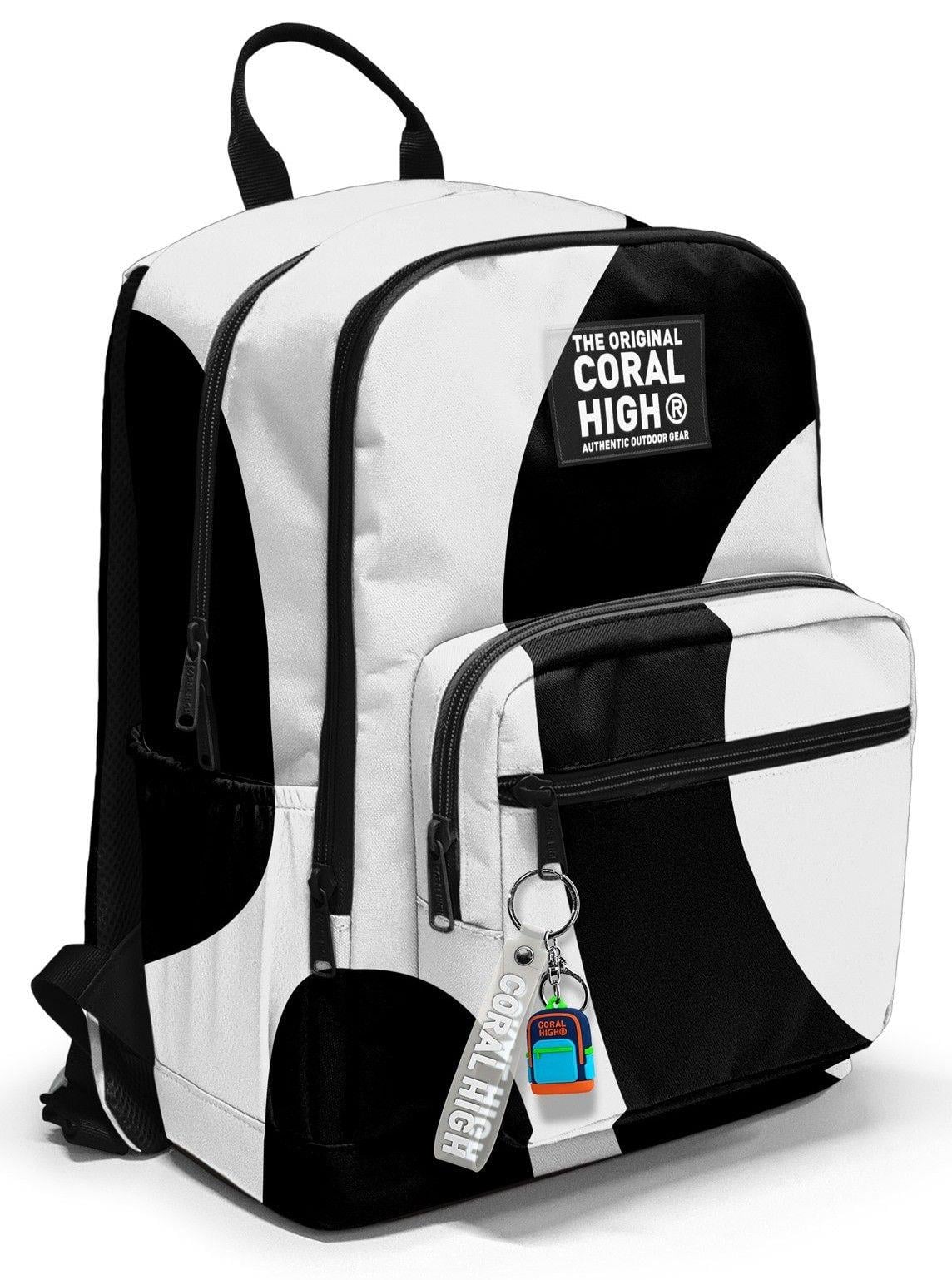 Coral High İlkokul ve Ortaokul Sırt Çantası 23687 - Erkek Çocuk, Renkli Çizgili Siyah Beyaz, Dört Bölmeli