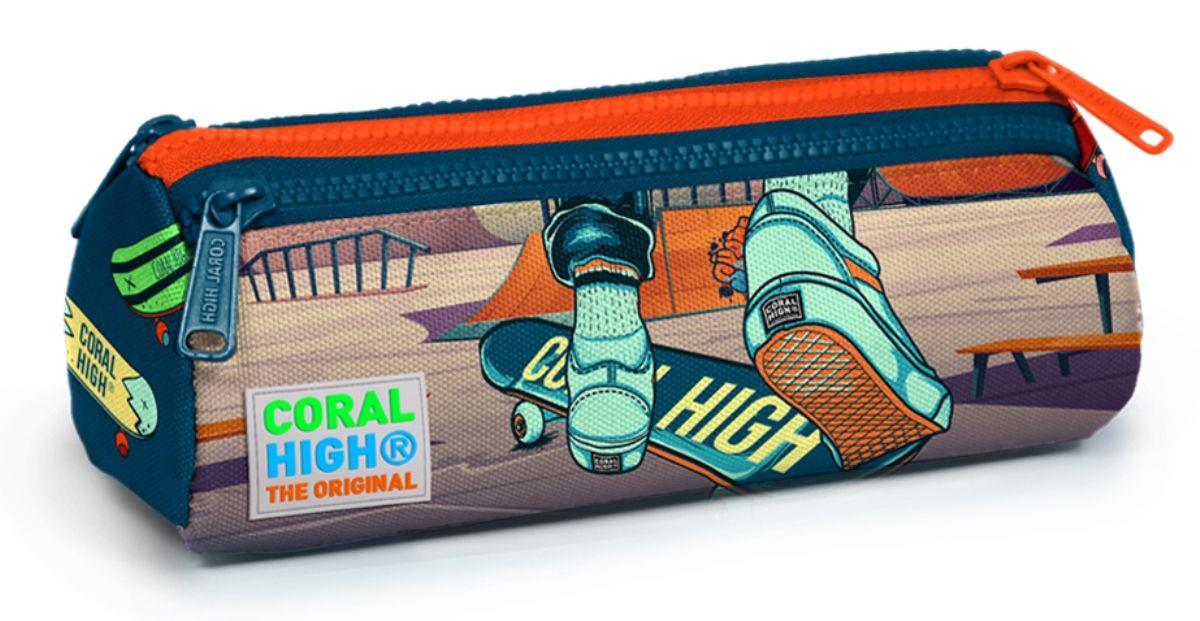 Coral High Kaykay Baskılı Üç Bölmeli Kalem Çantası -Erkek Çocuk