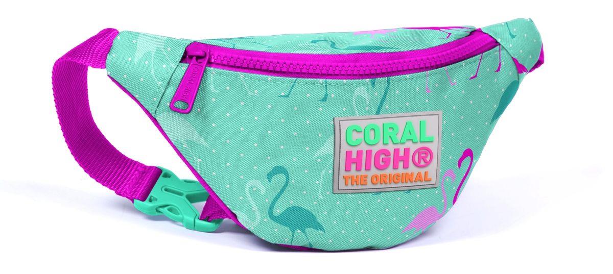 Coral High Kids Bel Çantası Flamingo Desenli -Yeşil
