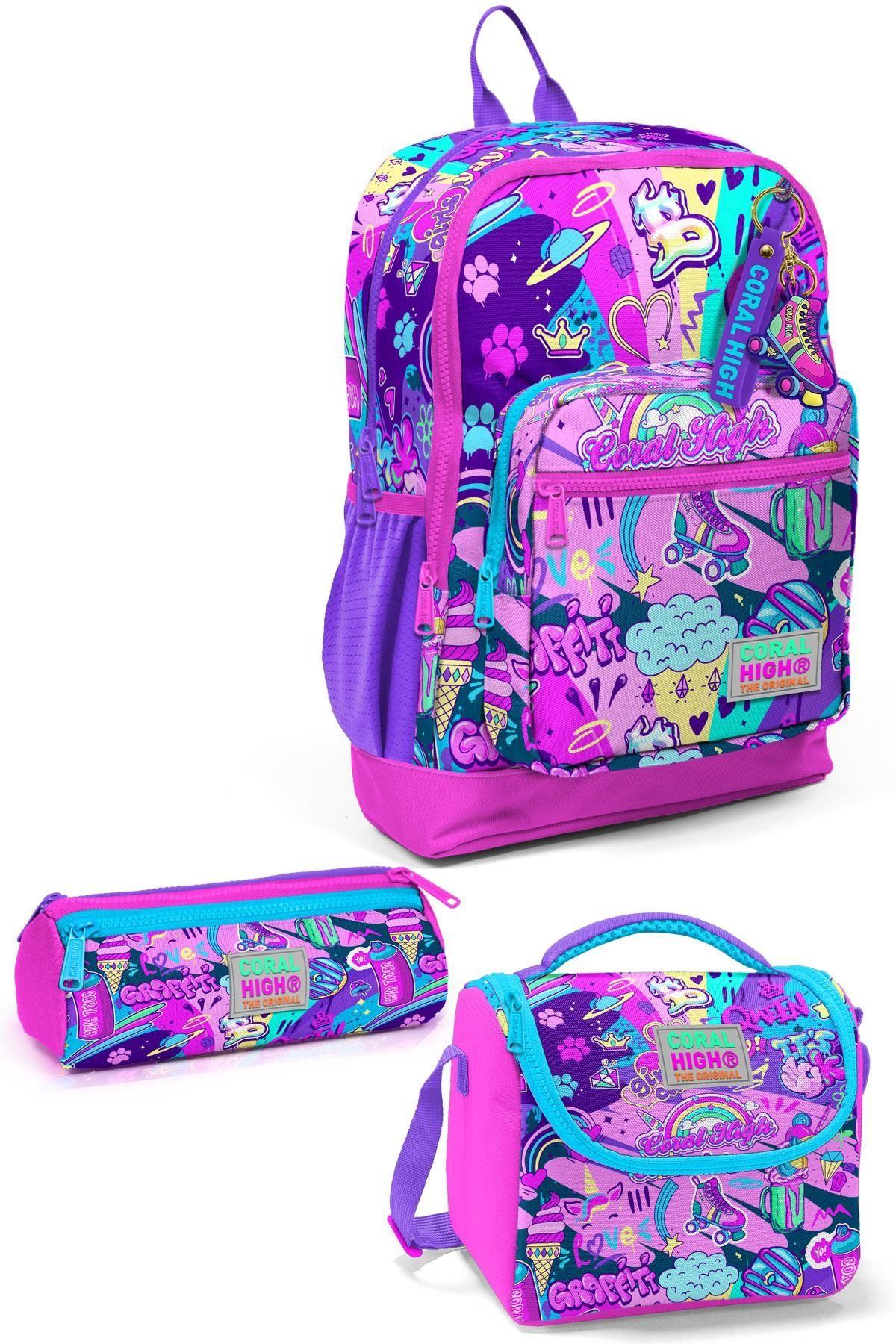 Coral High Kids Grafiti Desenli 3lü Okul Çanta Seti SET0123760