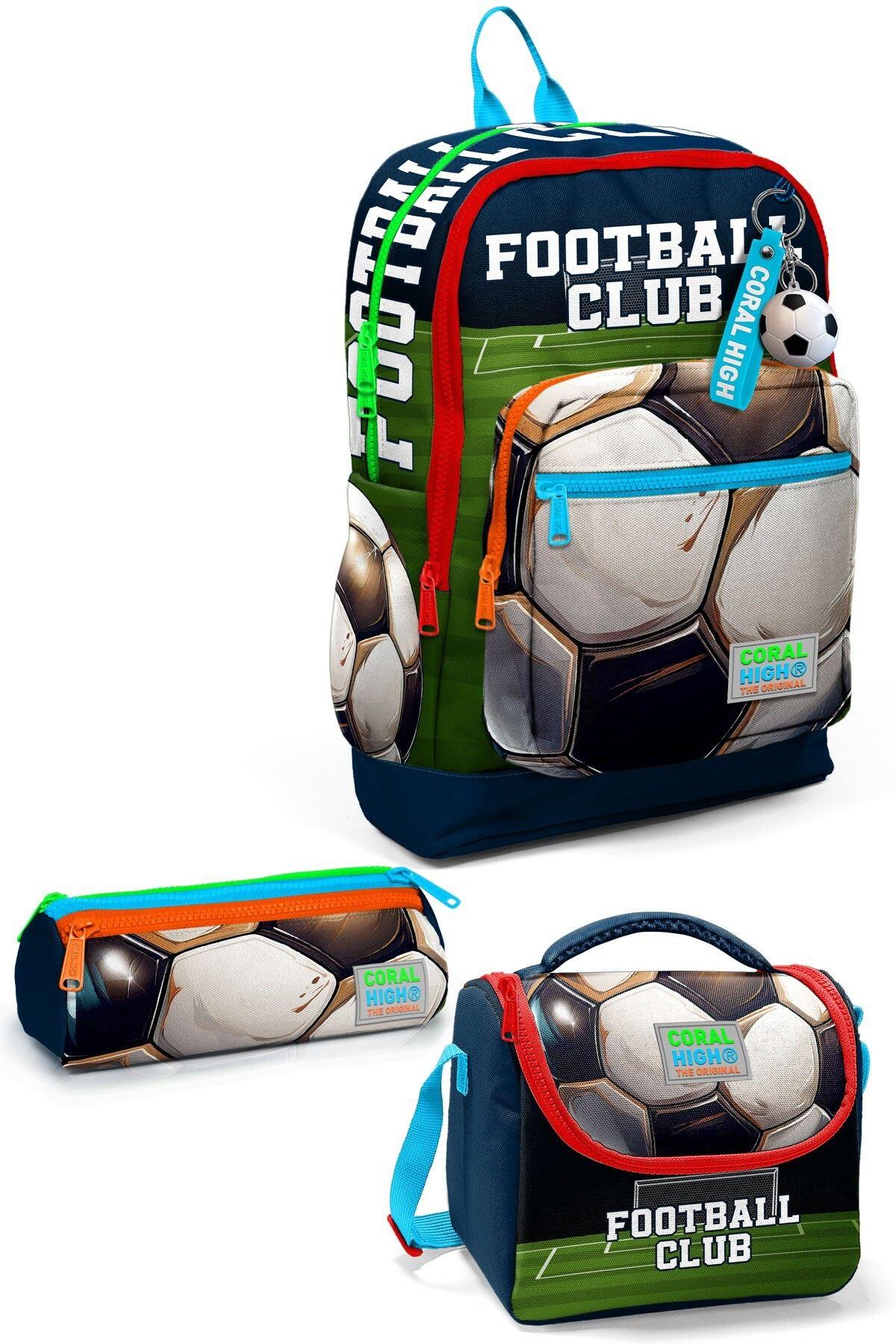 Coral High Kids Lacivert Futbol Desenli 3'lü Okul Çanta Seti SET0123779 - Erkek