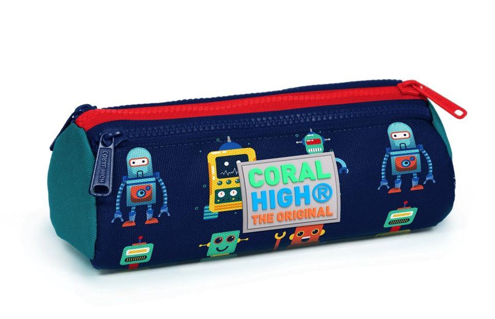Coral High Kids Lacivert Robotler Üç Bölmeli Kalem Çantası