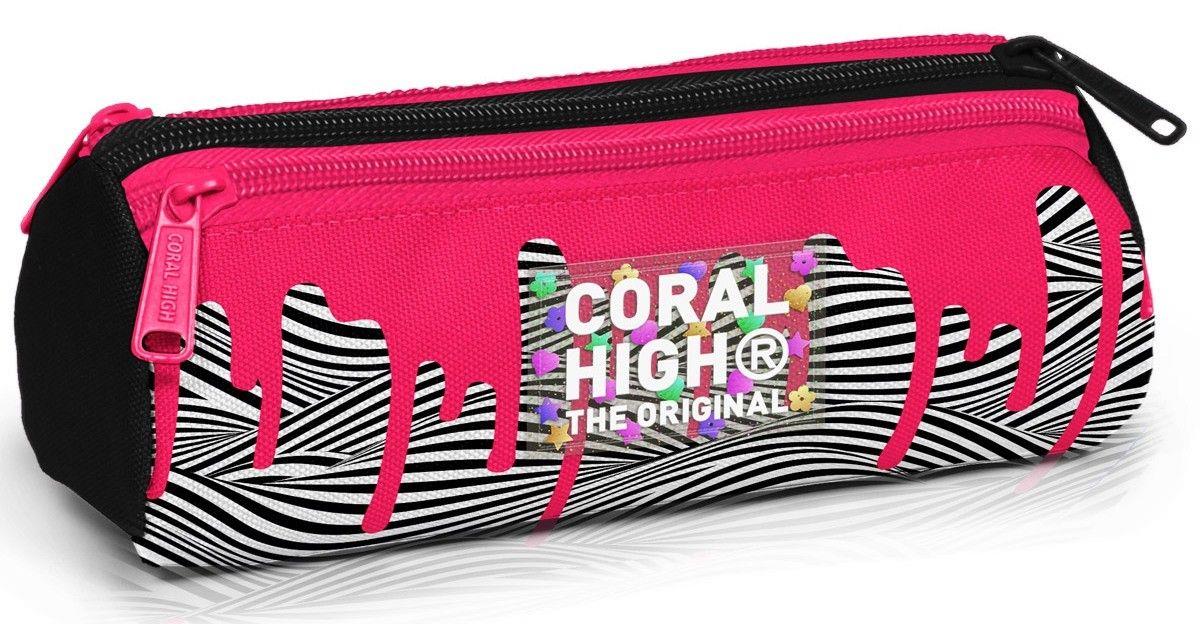 Coral High Kırmızı/Siyah Kız Çocuk Boya Desenli Okul Kalem Çantası - Üç Bölmeli 11178