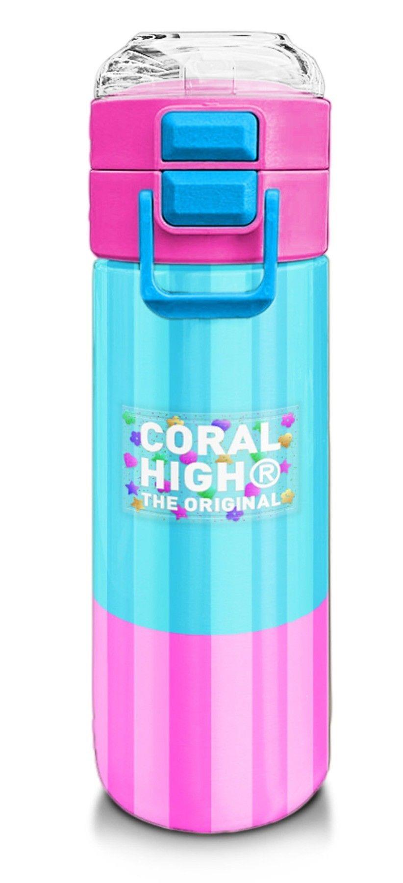 Coral High Kız Çocuk 500 ml Okul ve Günlük Paslanmaz Çelik Termos - Renkli Çizgili Desenli  - Sızdırma Yapmaz 31987