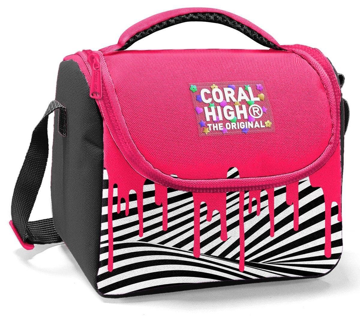 Coral High Kız Çocuk Beslenme Çantası - Thermo - Pembe Siyah Beyaz Boya Desenli 22778