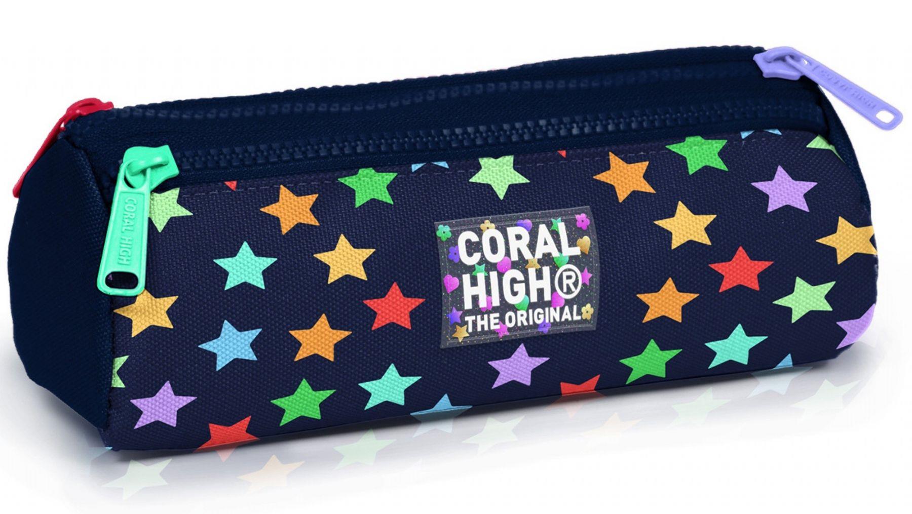 Coral High Kız Çocuk Lacivert Yıldız Desenli Üç Gözlü Okul Kalem Çantası 31009