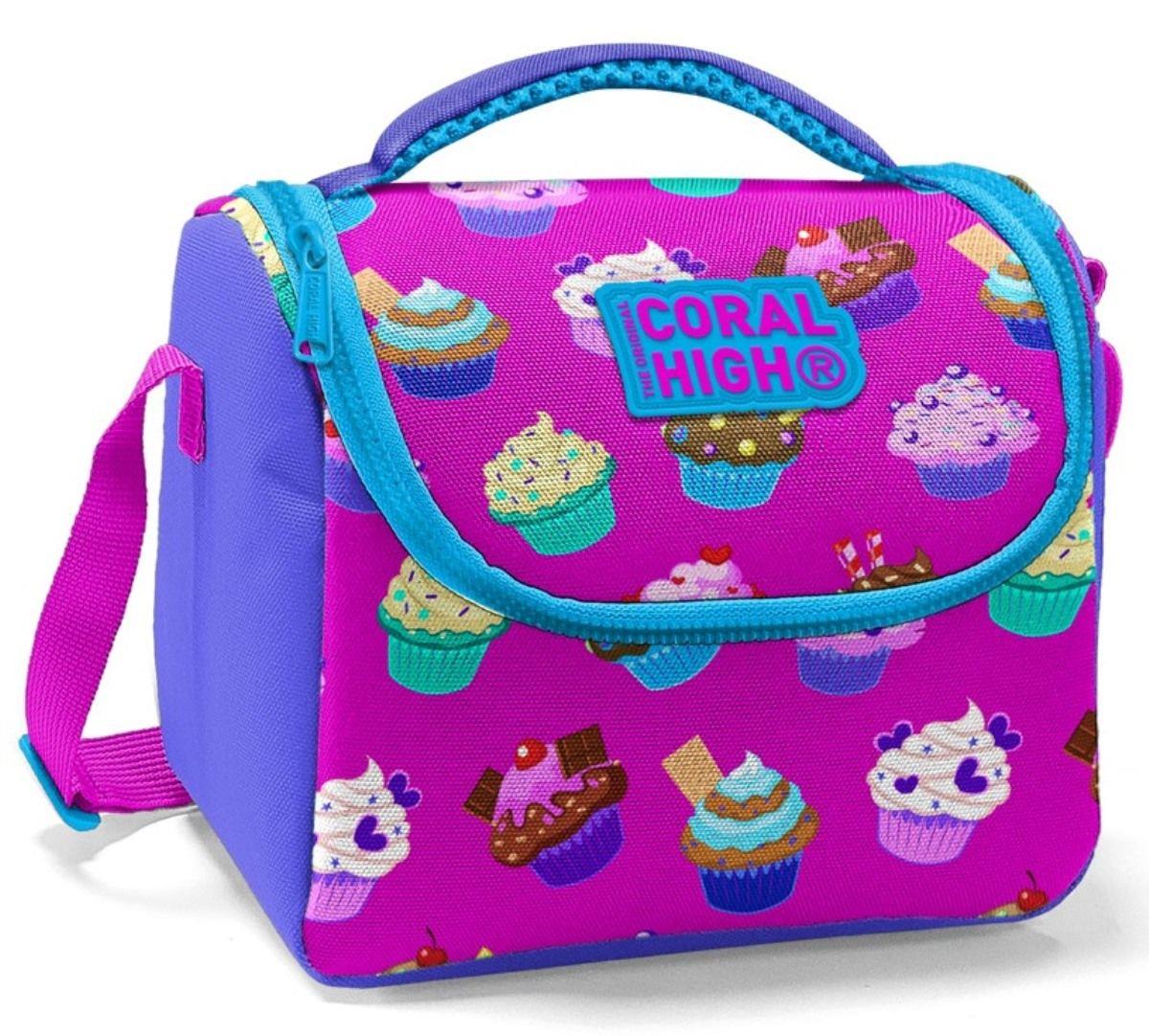 Coral High Kız Çocuk Lavanta Mor Cupcake Okul Beslenme Çantası -Yalıtımlı